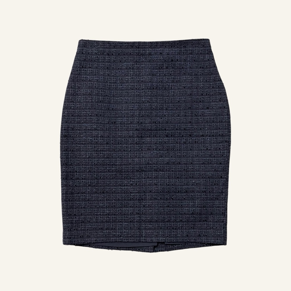 Ann Taylor Textured Tweed Mini Pencil Skirt NWT Size 4P Navy Black Office Dressy